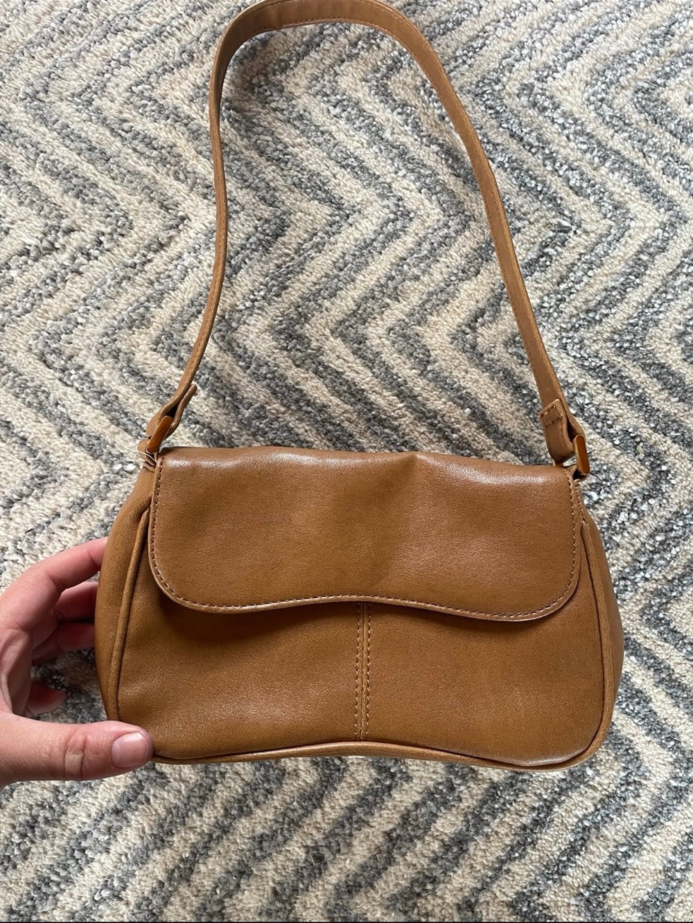 Monet Brown Leather Shoulder Bag - Picture 2 of 7